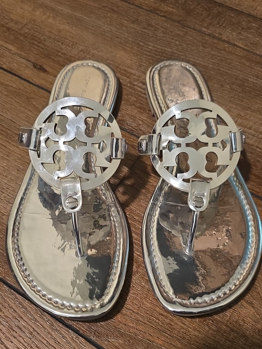 Tory Burch Miller Silver Metallic Sandals